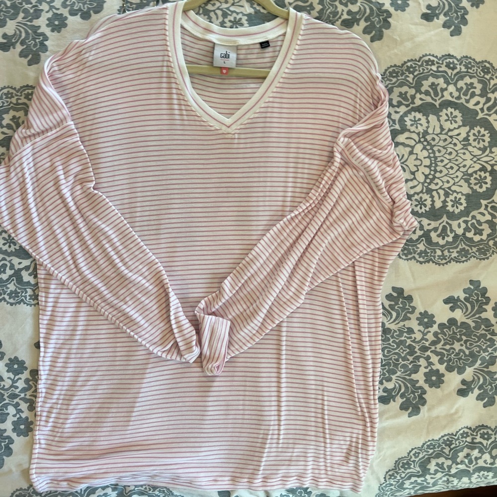 Cabi Pink Striped Tee